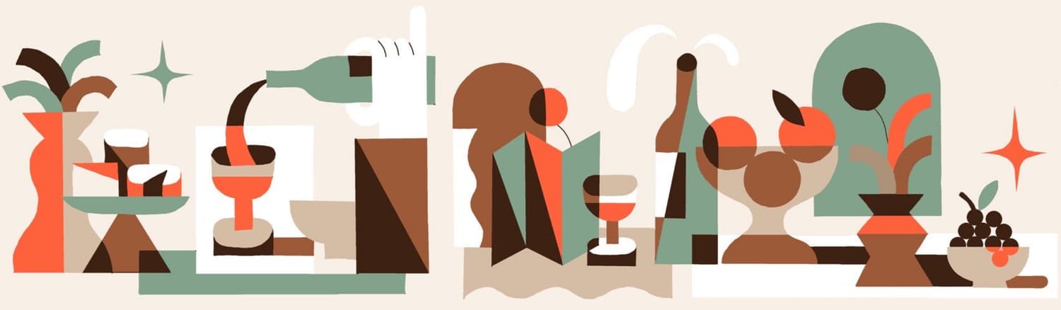 Wine elements footer abstract illustration strip