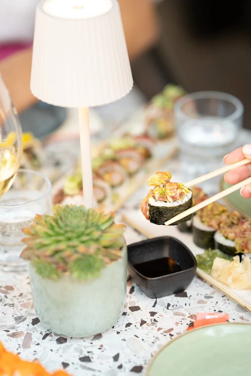 Holding Sushi Tray 1